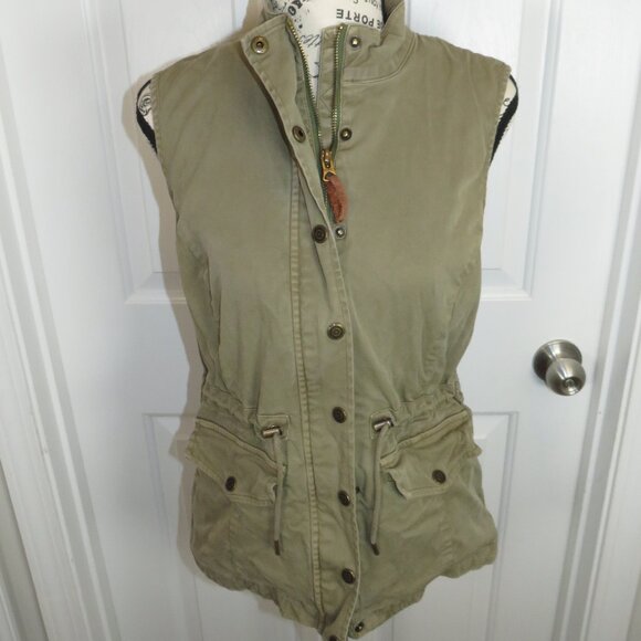 Orvis Women’s Army Green Cinch Waist Utility Vest Military Full Zip XS - Picture 1 of 8